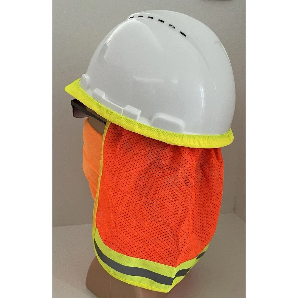 4pk Hard Hat Safety Neck Shade Helmet Sun Shield Hi Viz Reflective Free Gaiters